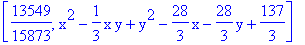 [13549/15873, x^2-1/3*x*y+y^2-28/3*x-28/3*y+137/3]